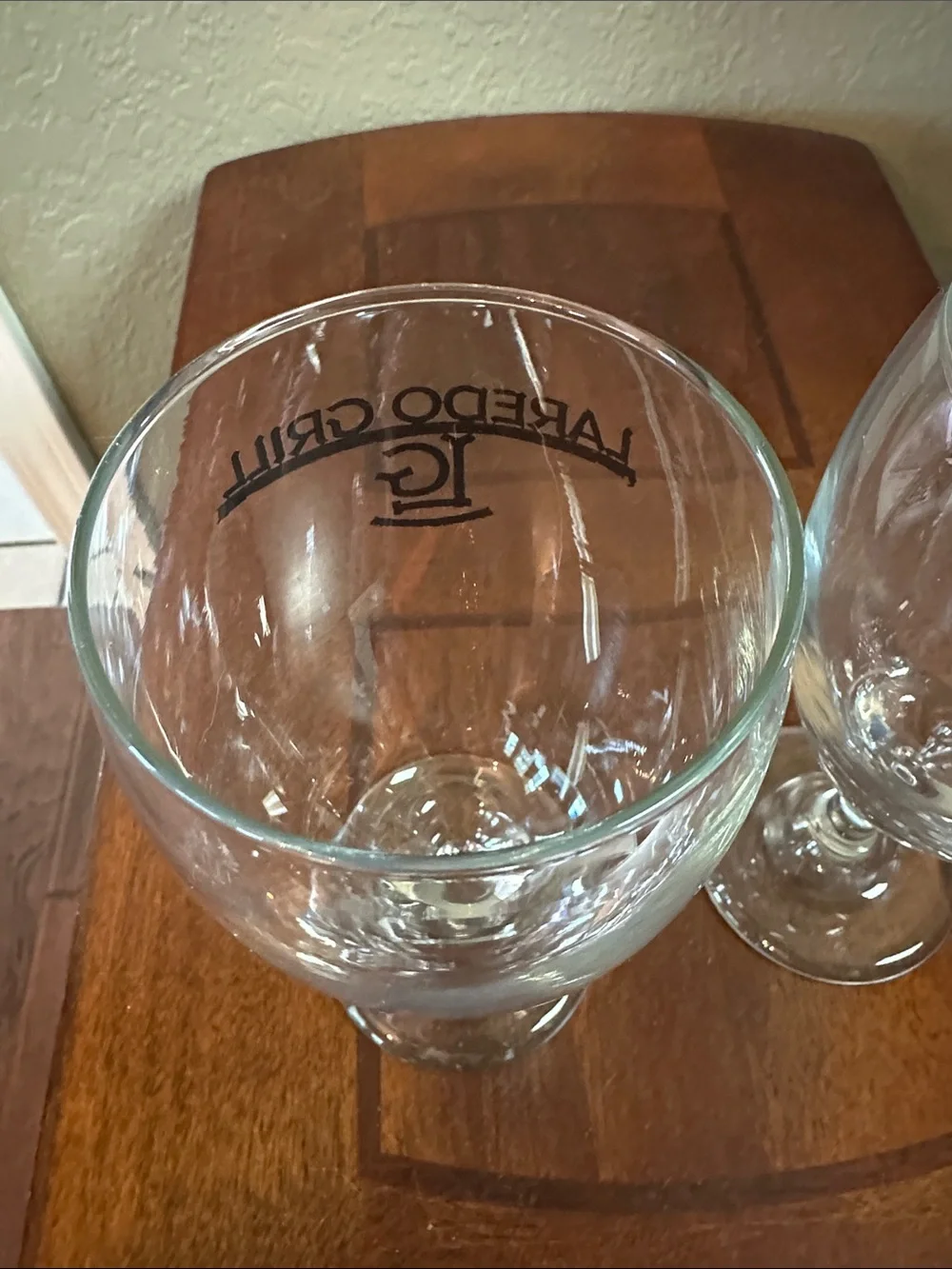 Vintage Laredo Grill Tex-Mex Restaurant Logo Wine/Beer Goblet Glasses - Set of 2